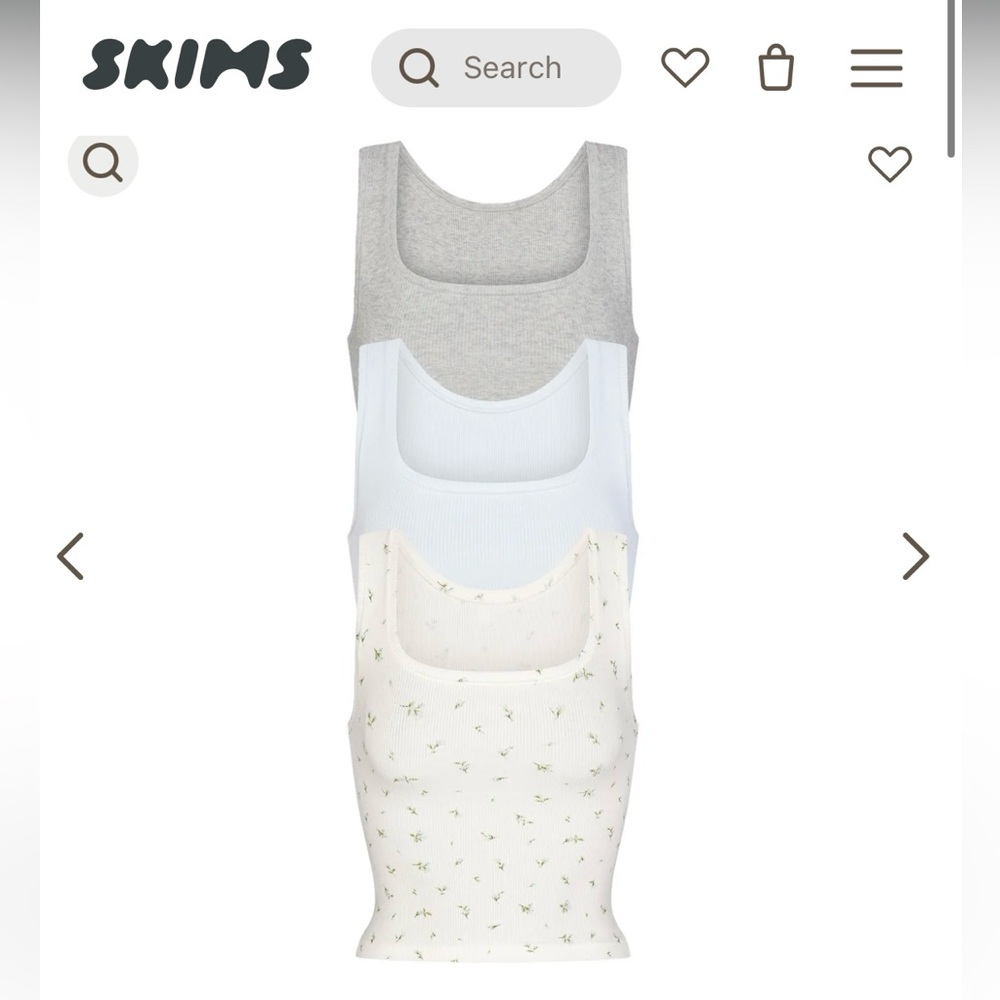 SKIMS Cotton Rib Tank 3 Pack Size S